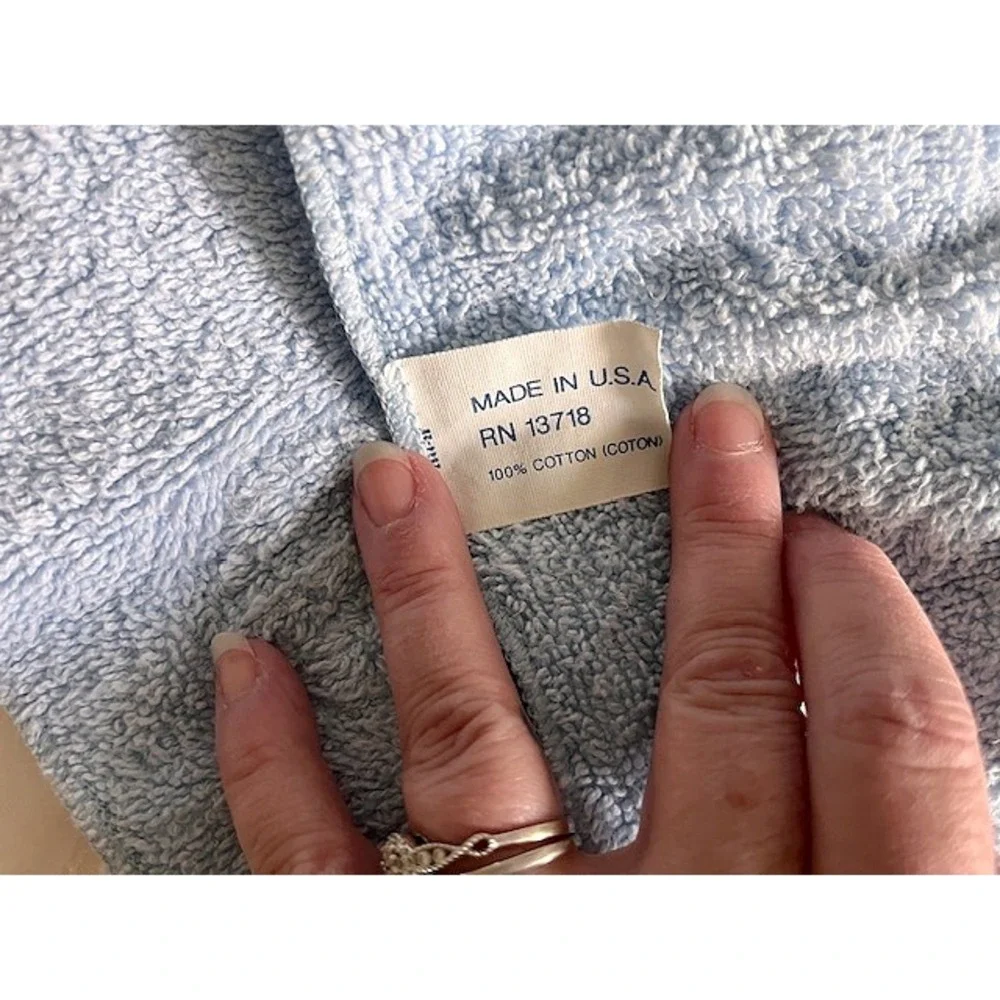 Vintage pair of Embroidered light‎ blue washcloths